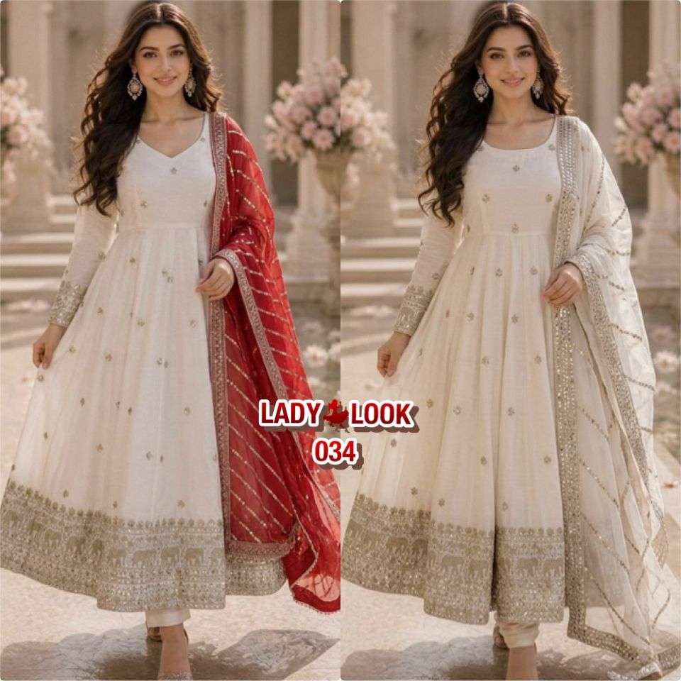LADY LOOK 034 SILK WITH EMBROIDERY WORK ANARKALI GOWN STYLE SUIT