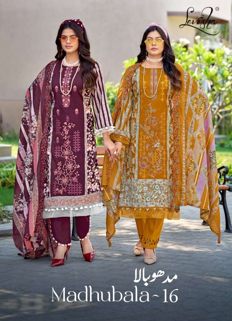 LEVISHA MADHUBALA VOL 16 LAWN COTTON DIGITAL PRINT WITH FANCY EMBROIDERY WORK SUIT