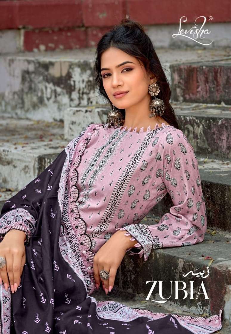 LEVISHA ZUBIA LAWN COTTON DIGITAL PRINT WITH FANCY WORK SUIT