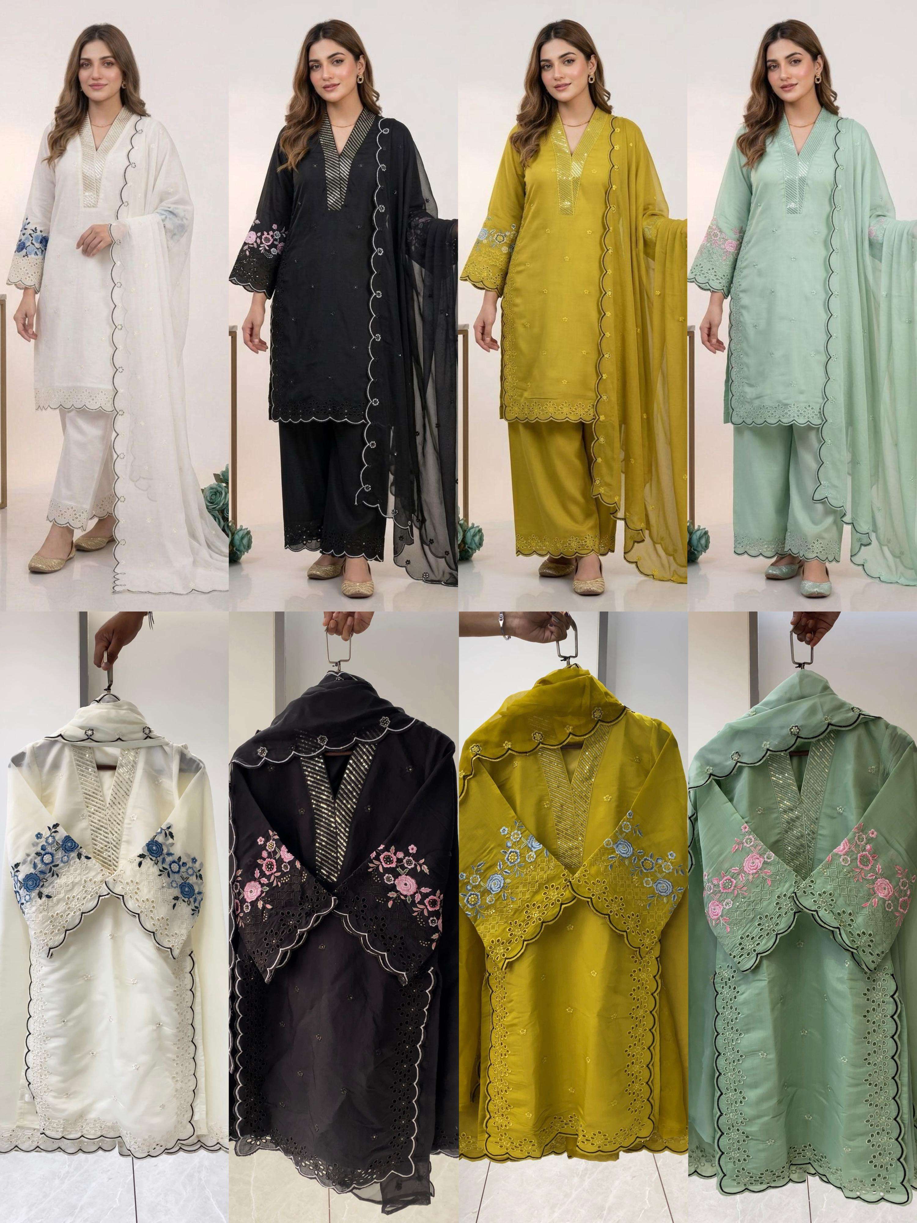 LG 2093 SILK SEQUENCE EMBROIDERY DESIGNER WORK PARTY WEAR LADIES SUIT
