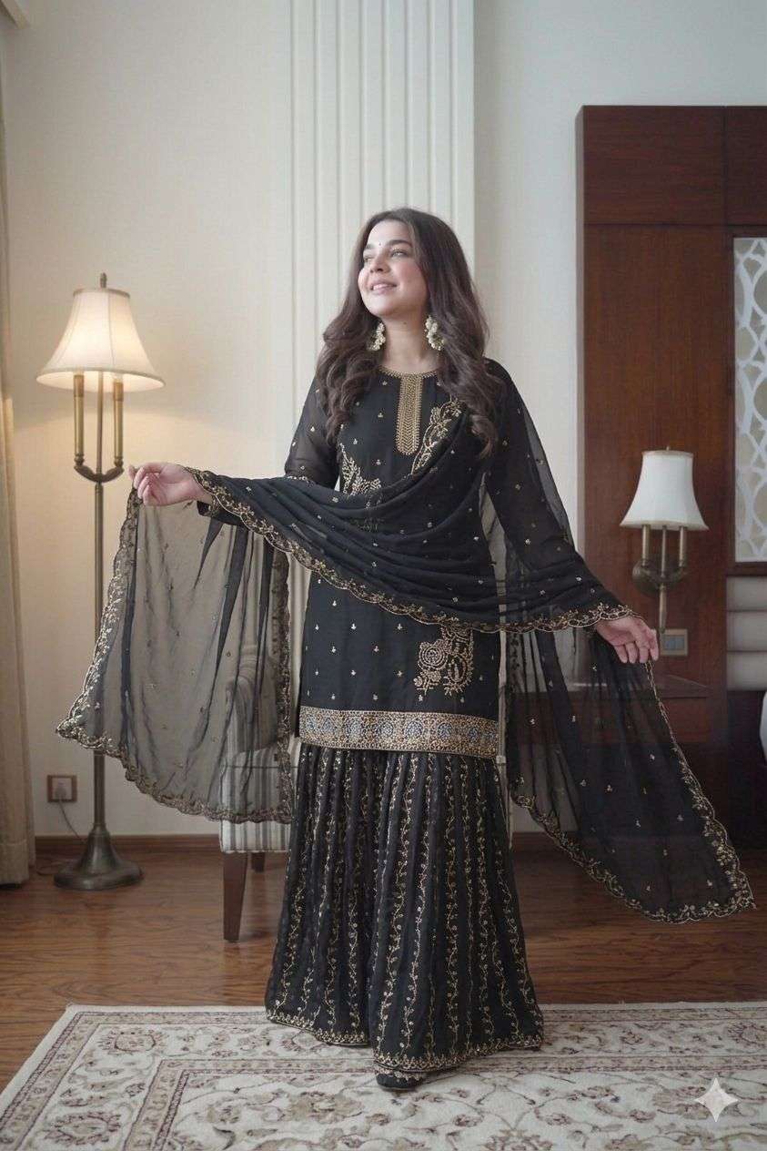 LM 15 GEORGETTE DESIGNER PARTY WEAR LADIES SHARARA SUIT