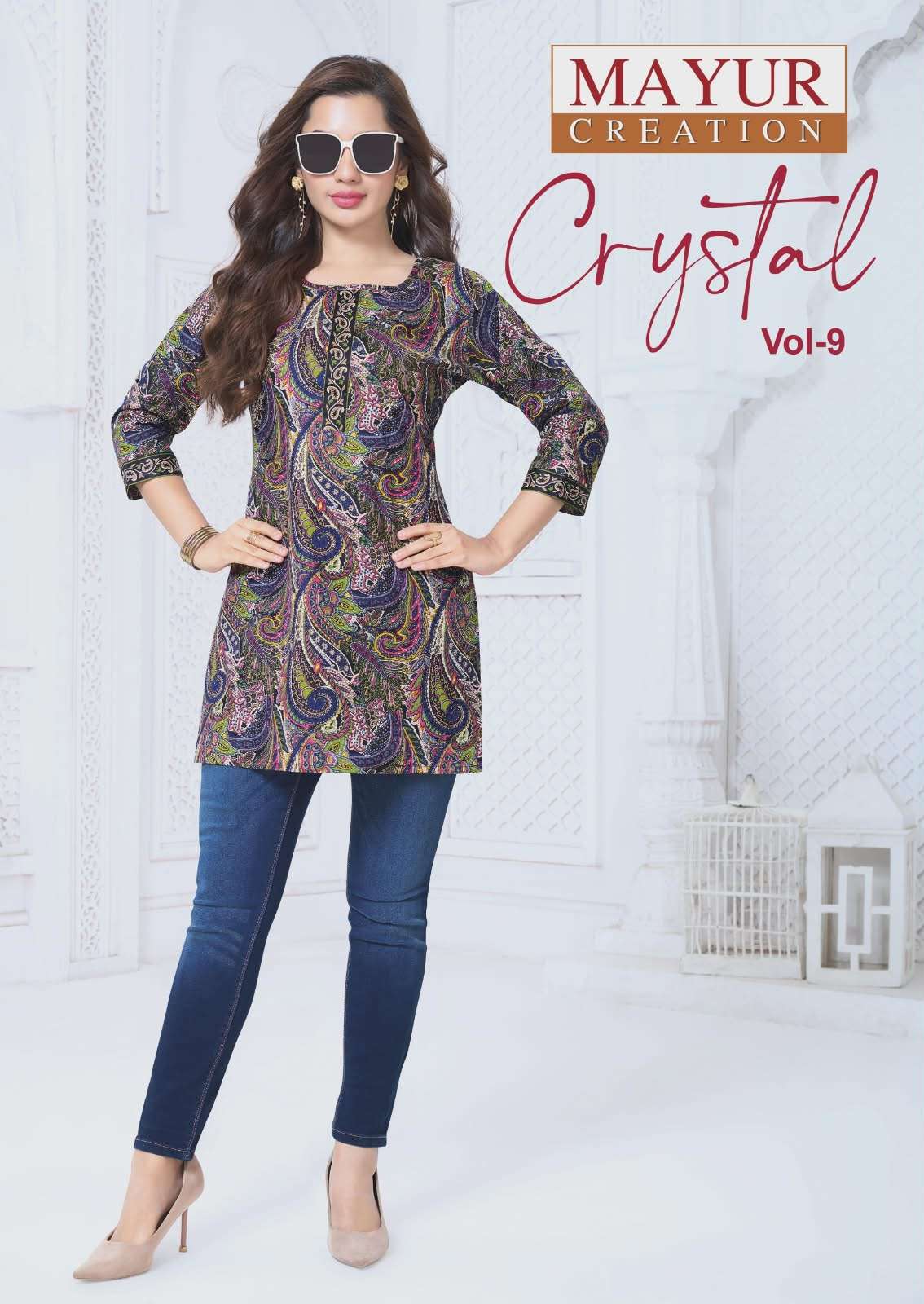  MAYUR CREATION CRYSTAL VOL 9 COTTON PRINT LADIES SHORT KURTI