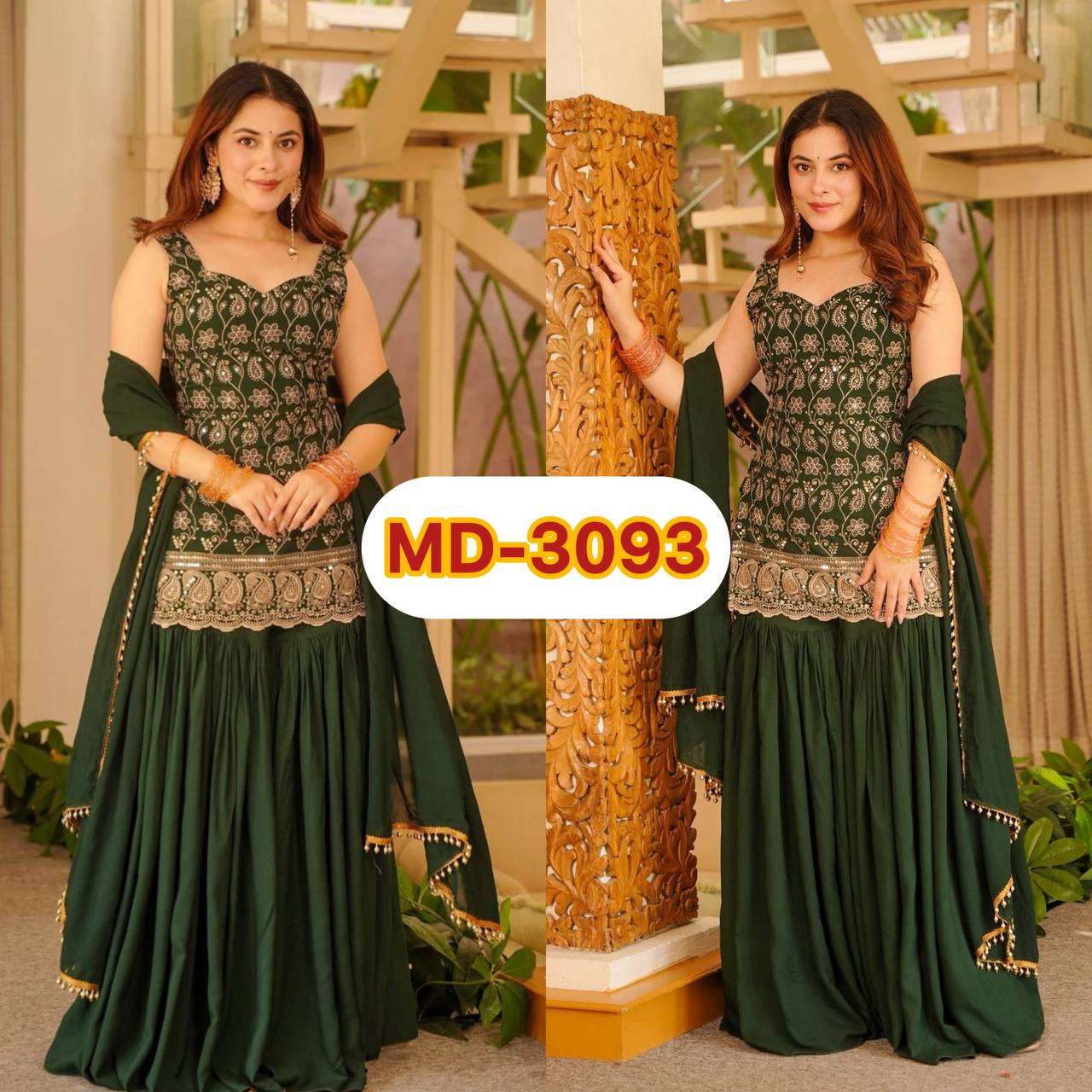MD 3093 GEORGETTE HEAVY EMBROIDERED DESIGNER WEDDING WEAR LADIES SUIT
