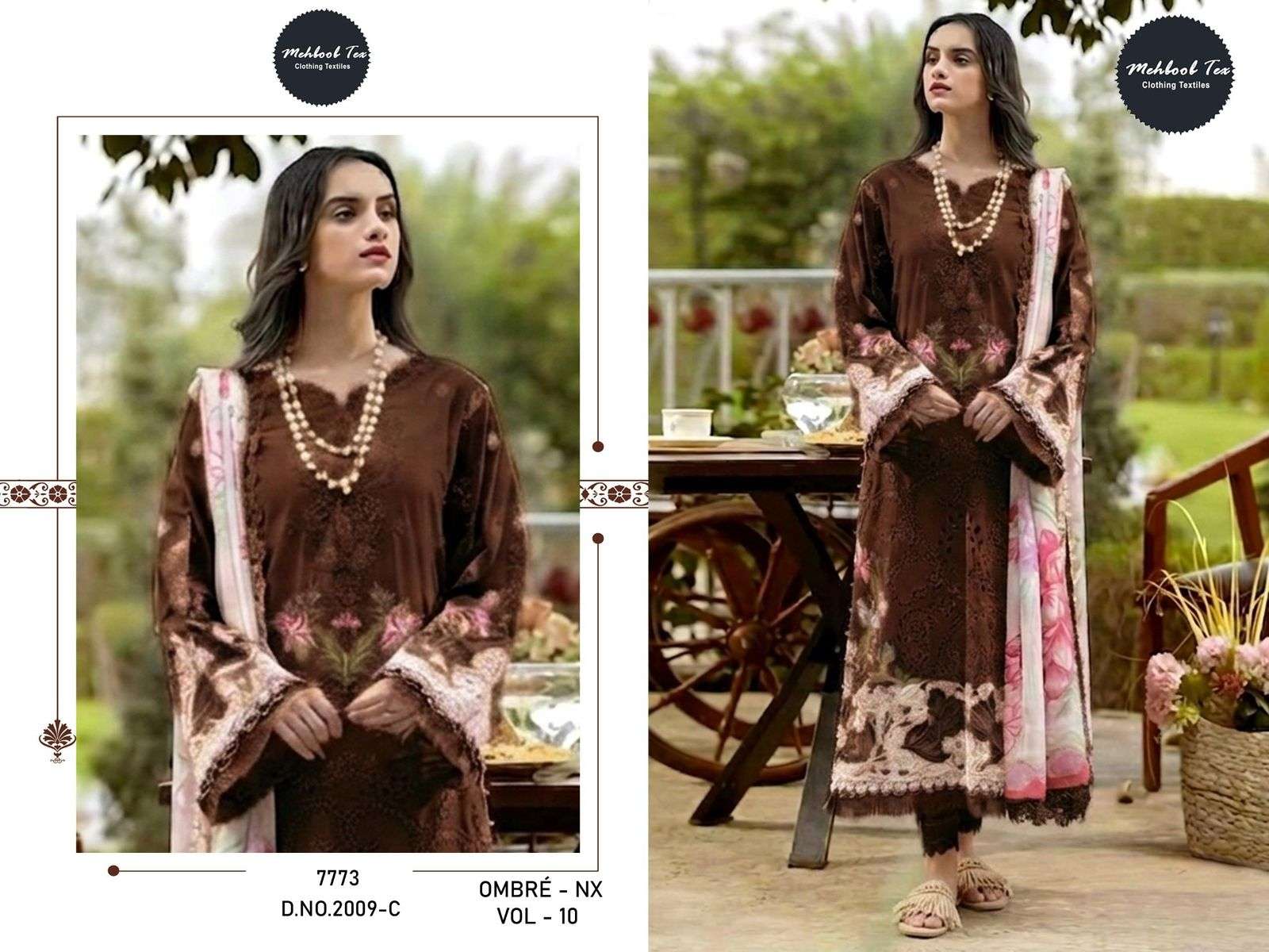 MEHBOOB  TEX  OMBRE NX VOL 10 COTTON EMBROIDERY DESIGNER WORK SUIT