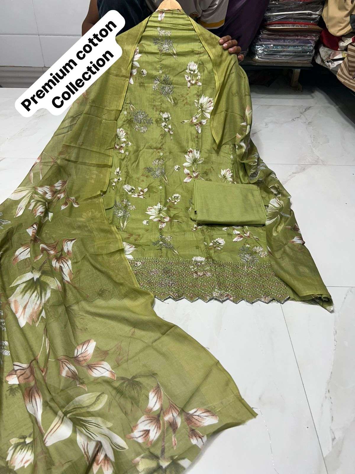 MF PREMIUM PAKISTANI SUIT COLLECTION COTTON KARACHI PRINTS WITH FANCY WORK SUIT
