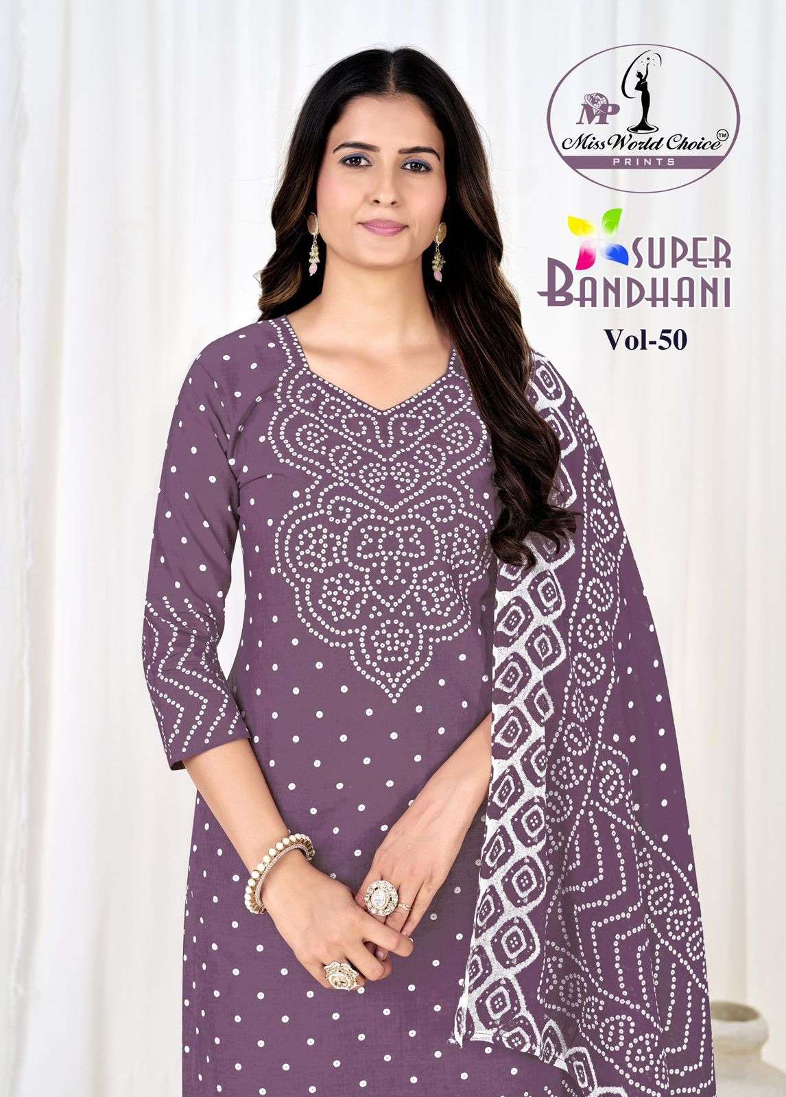 MISS WORLD CHOICE SUPER BANDHANI VOL 50 COTTON PRINTED PATIYALA DRESS 