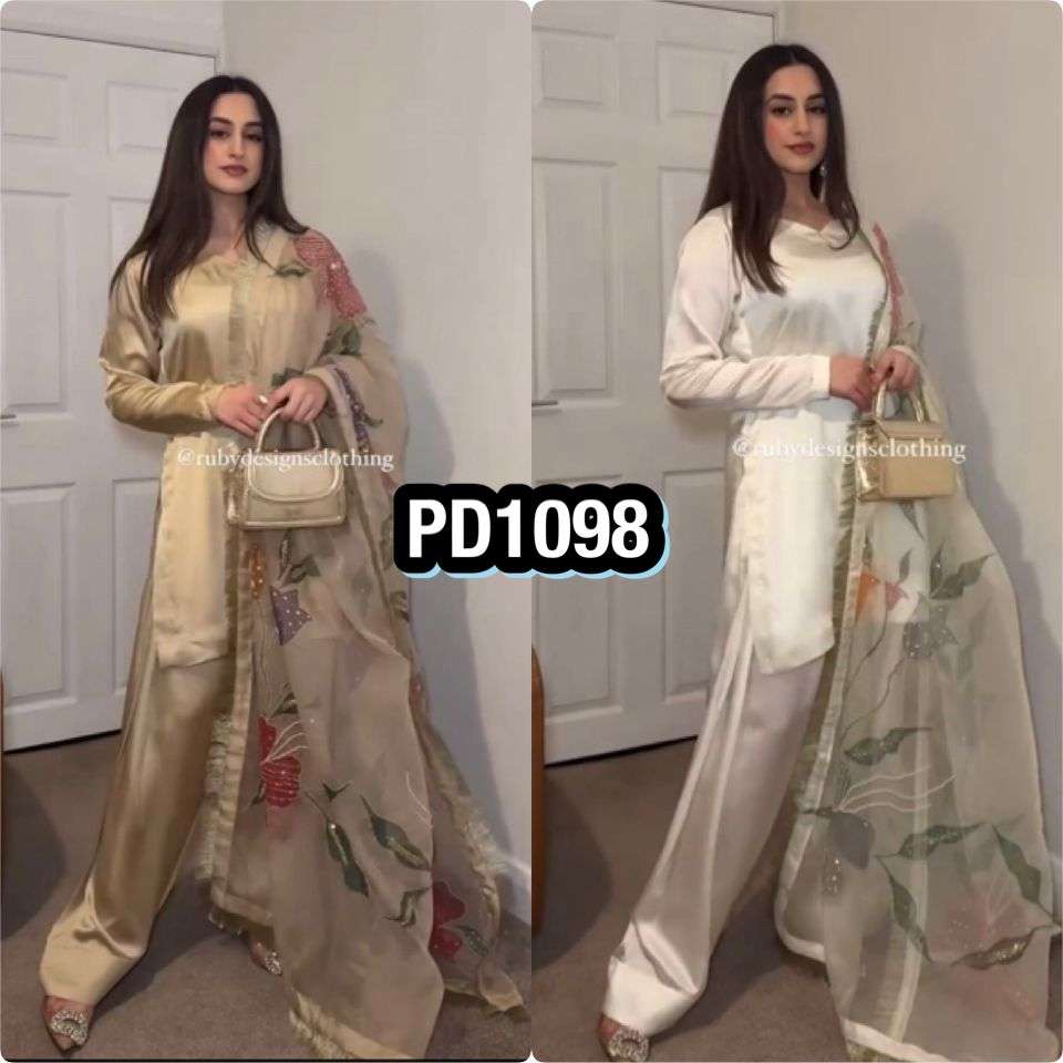 PD 1098 SATIN SILK BEAUTIFUL DESIGNER LOOK PARTY WEAR LADIES SUIT