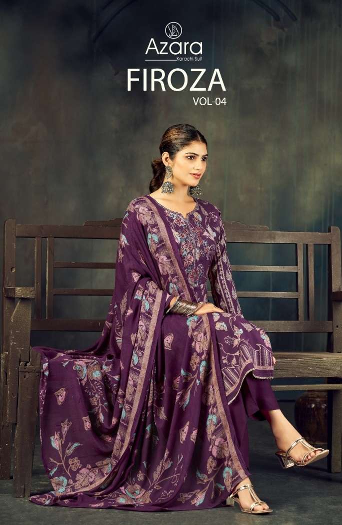 RADHIKA FASHION AZARA FIROZA VOL 4 VISCOSE PRINT WITH FANCY WORK SUIT