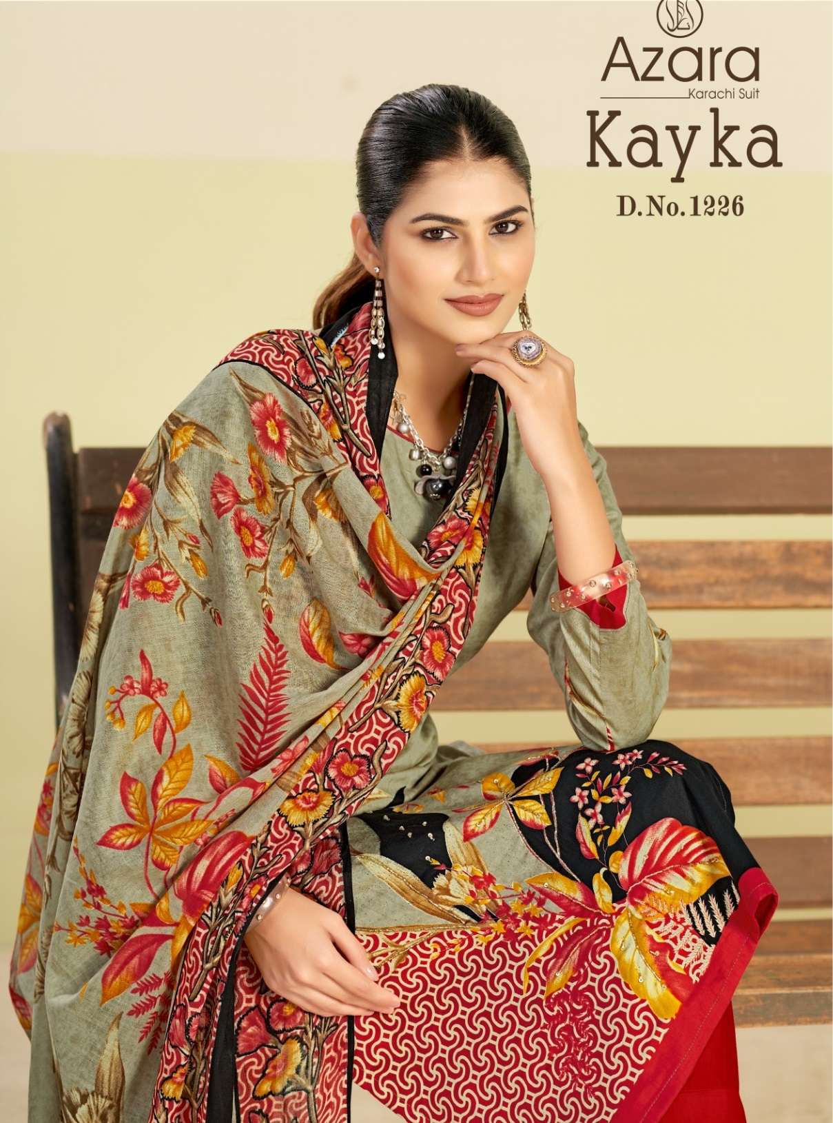 RADHIKA FASHION AZARA KAYKA D NO 1226 JAM COTTON PRINT WITH FANCY HAND WORKS SUIT