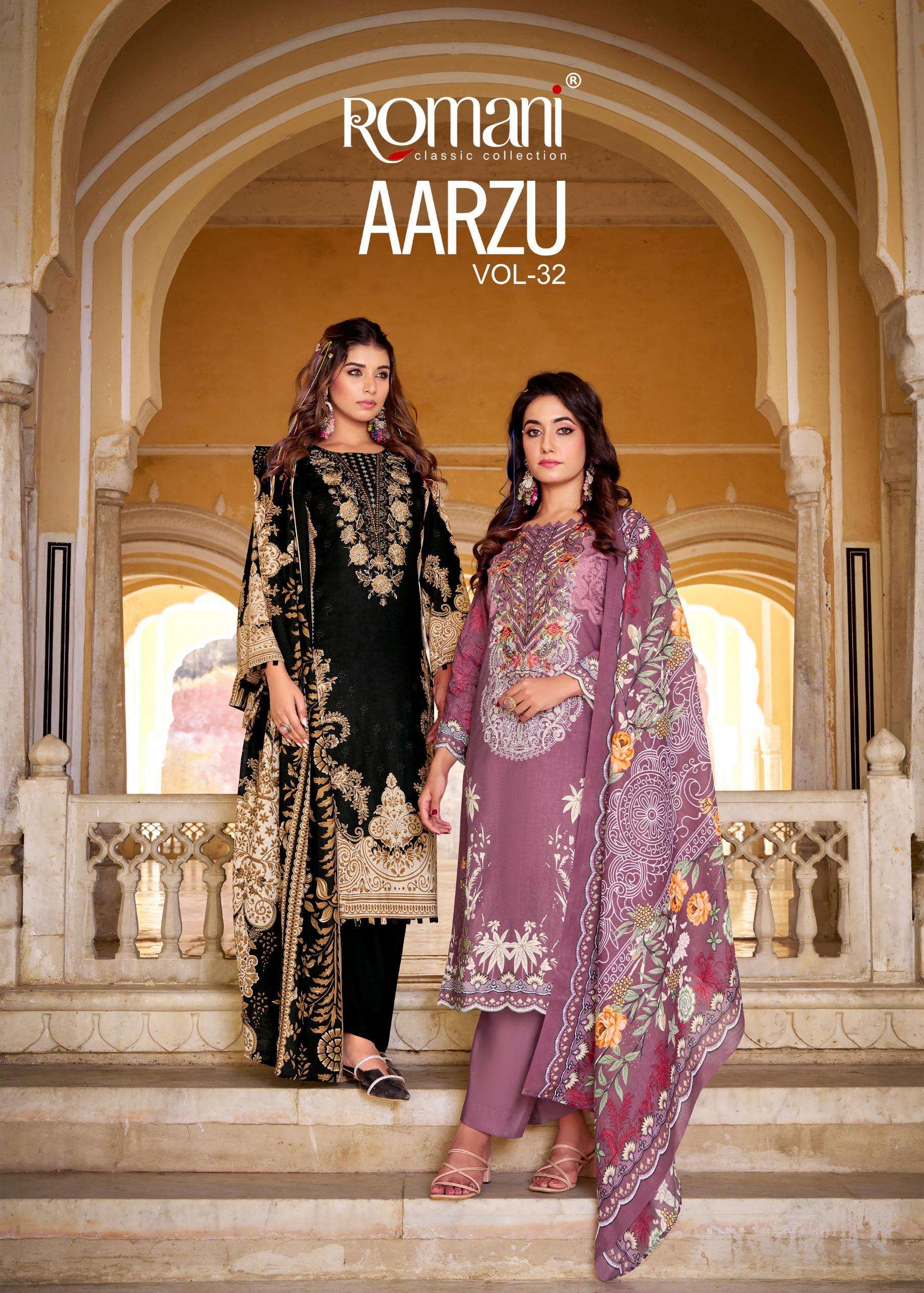 ROMANI AARZU VOL 32 COTTON DIGITAL PRINTS WITH FANCY WORK SUIT
