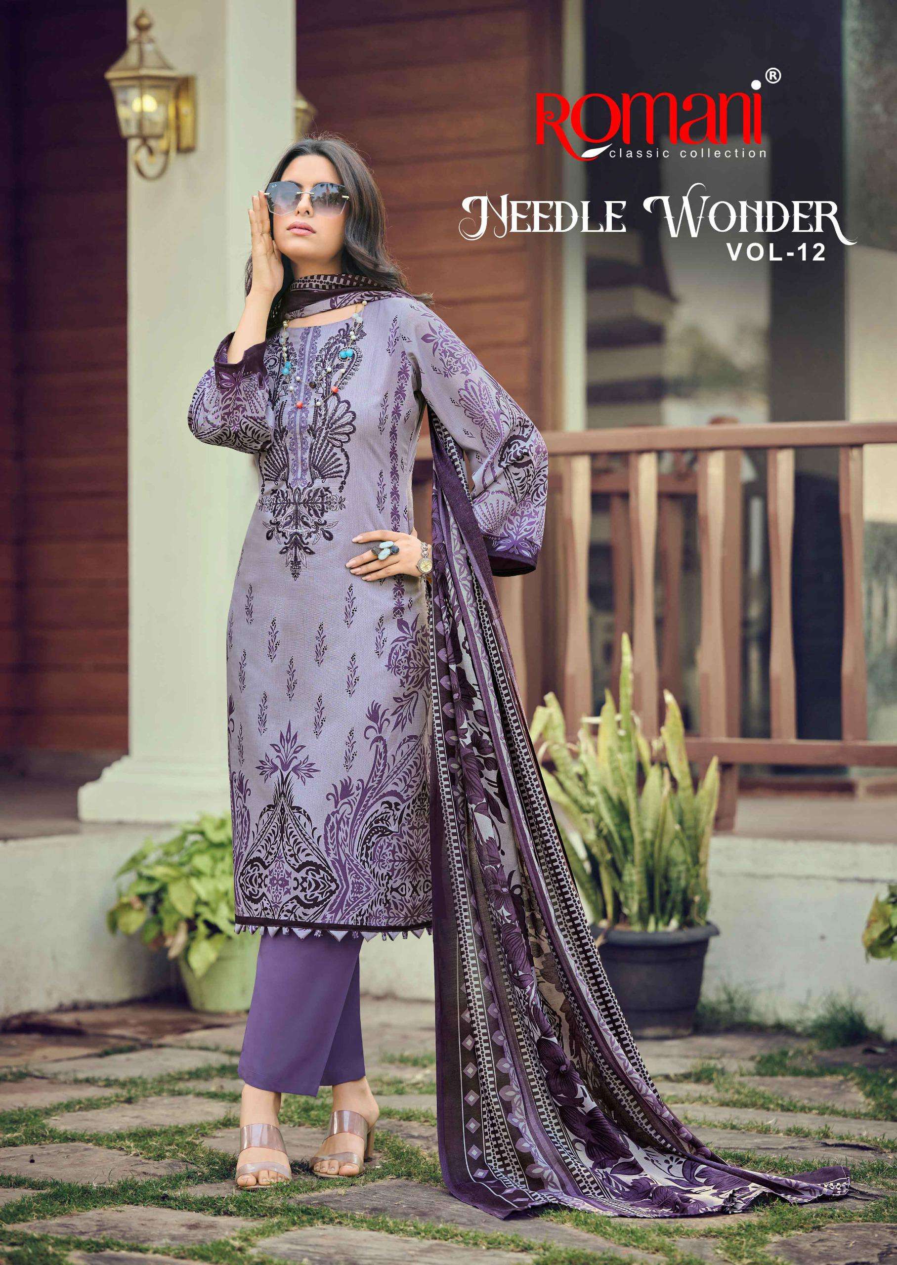 ROMANI NEEDLE WONDER VOL 12 COTTON DIGITAL PRINTS WITH FANCY WORK SUIT
