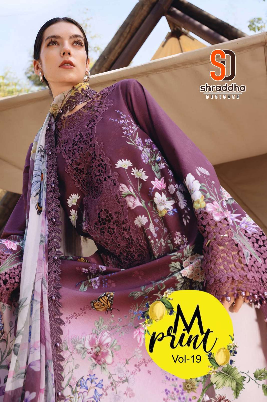 SHARADDHA DESIGNER M PRINT VOL 19 LAWN COTTON PRINT WITH PATCH EMBROIDERY WORK SALWAR KAMEEZ 