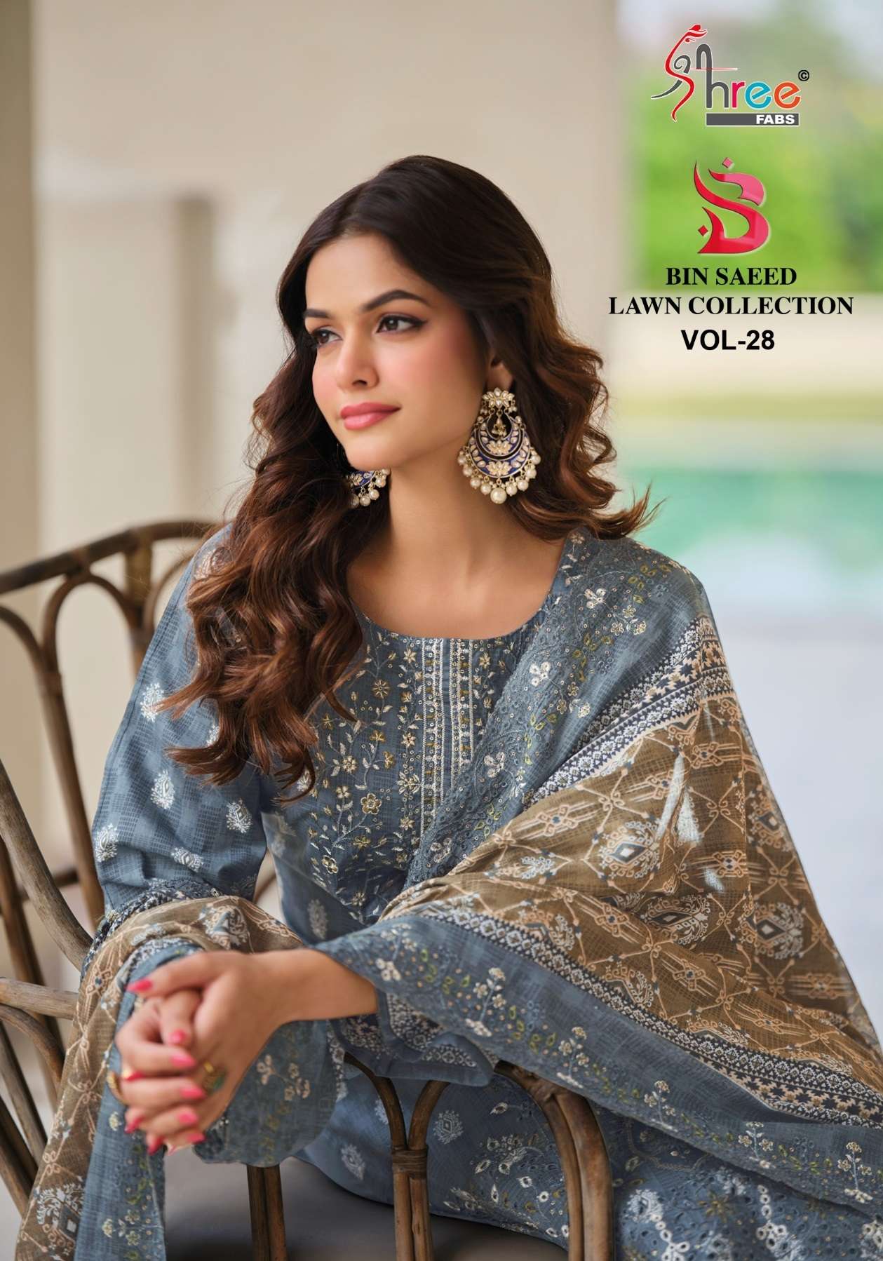 SHREE FABS BIN SAEED LAWN COLLECTION VOL 28 LAWN COTTON PRINT WITH EMBROIDERY WORK SUITS 