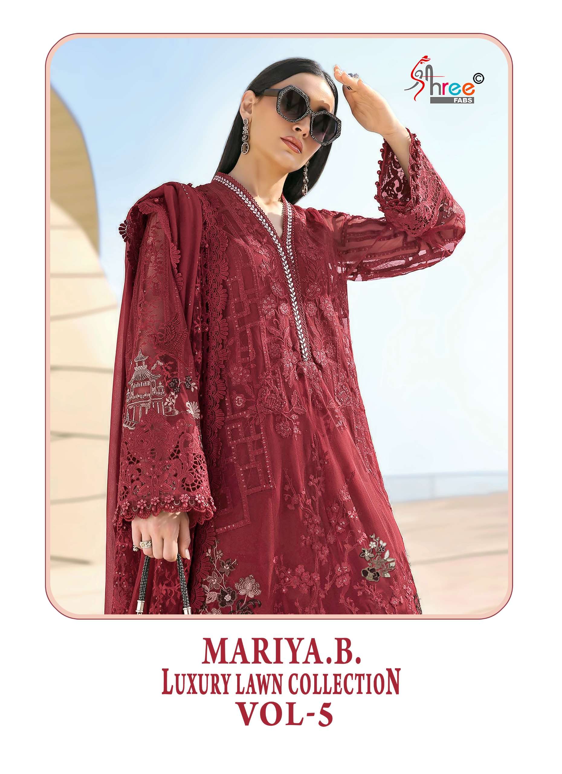 SHREE FABS MARIYA B LUXURY LAWN COLLECTION VOL 5 COTTON HEAVY DESIGNER WORK SUIT