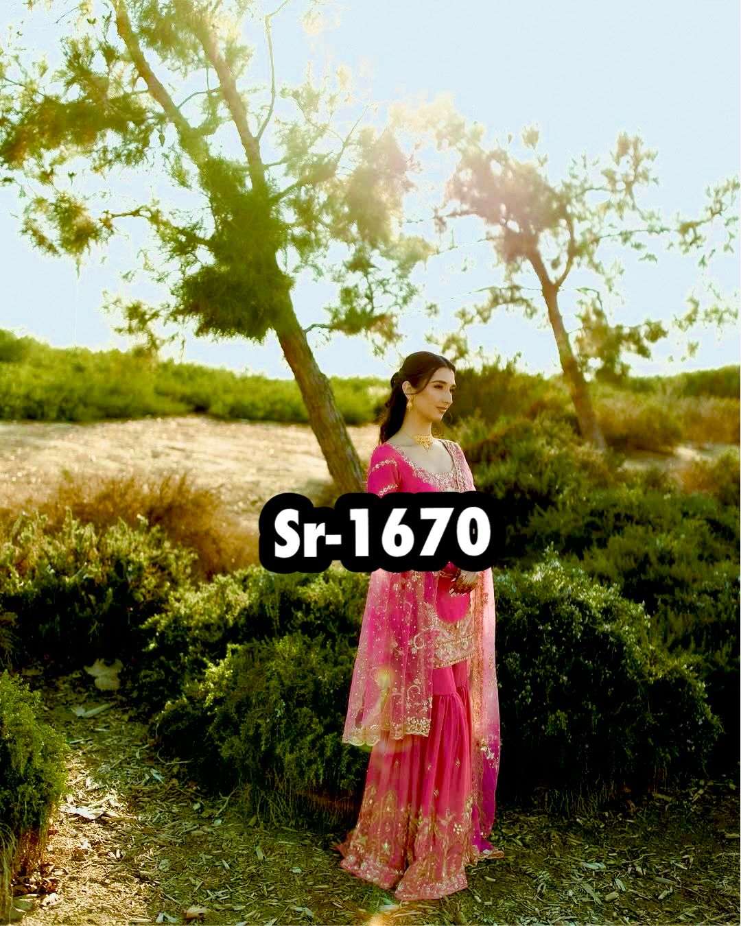 SR 1670 GEORGETTE HEAVY DESIGNER WEDDING WEAR LADIES SUIT 