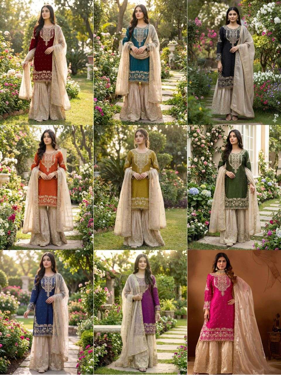 SR 1694 SILK WITH EMBROIDERY DESIGNER WORK FUNCTION WEAR SUIT