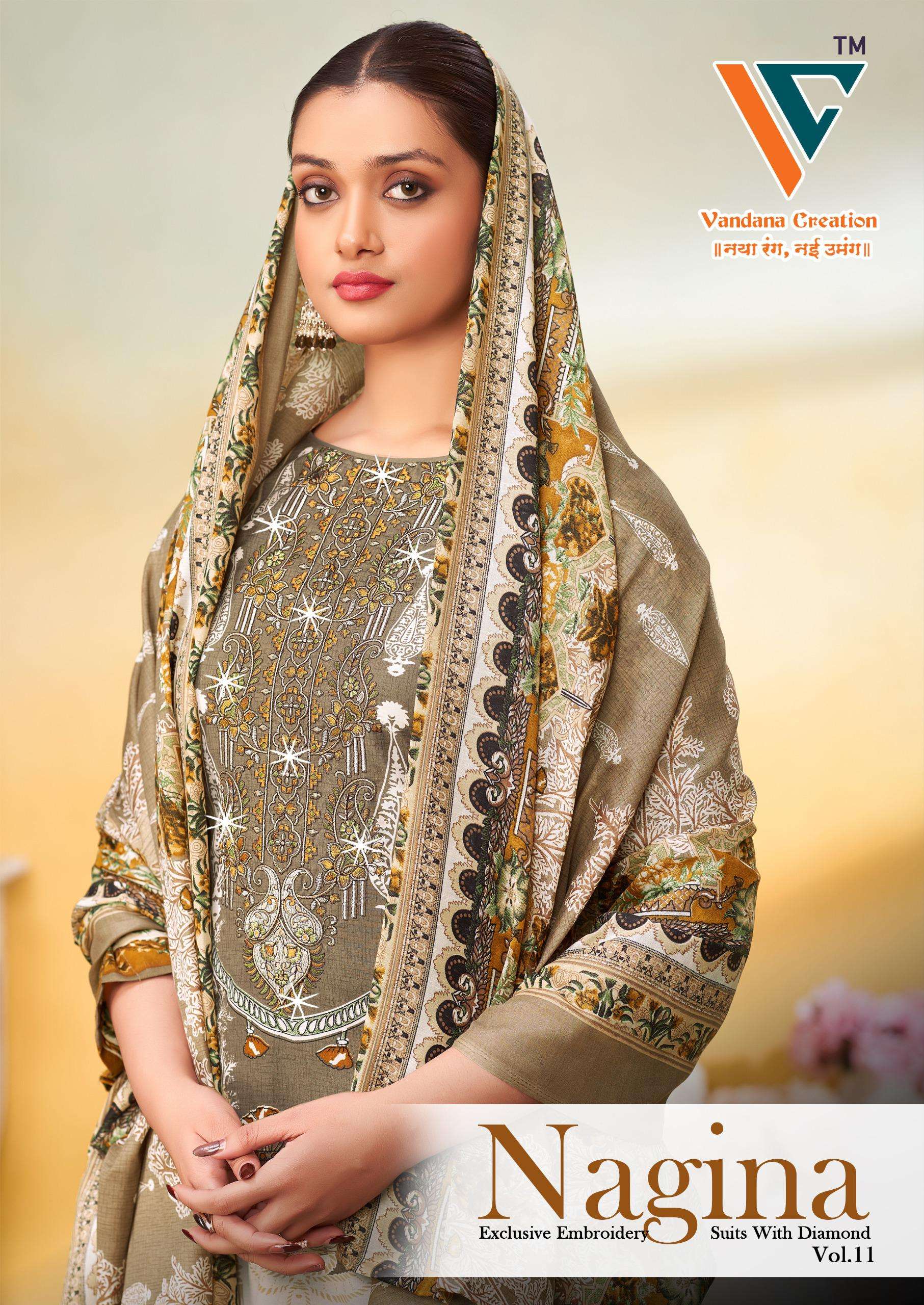 VANDANA‎‎‎‎ CREATION NAGINA VOL 11 COTTON PRINT WITH FANCY WORK SALWAR SUIT