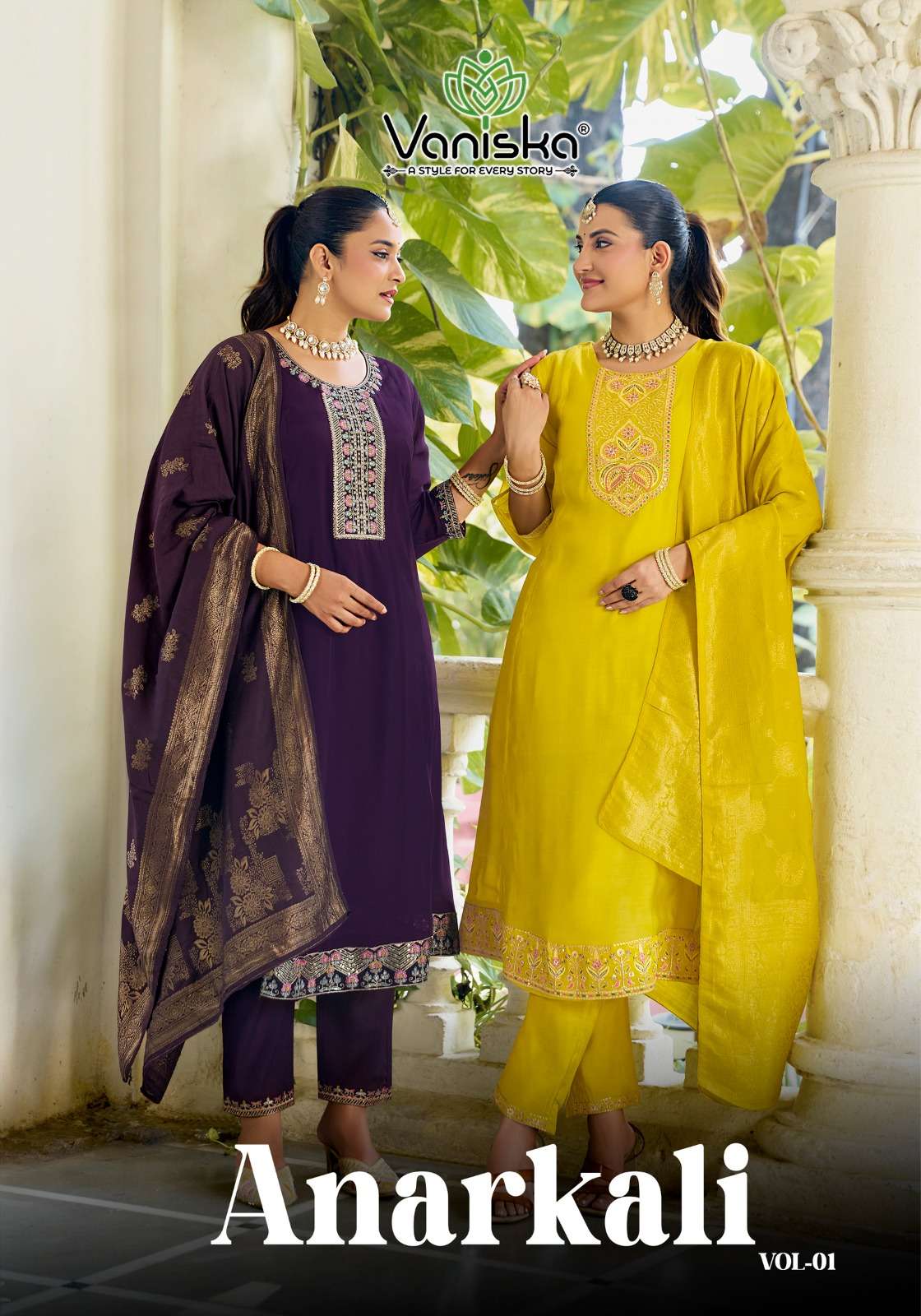 VANISKA ANARKALI VOL 1 SILK GOWN STYLE KURTI WITH PANT &  DUPATTA SET