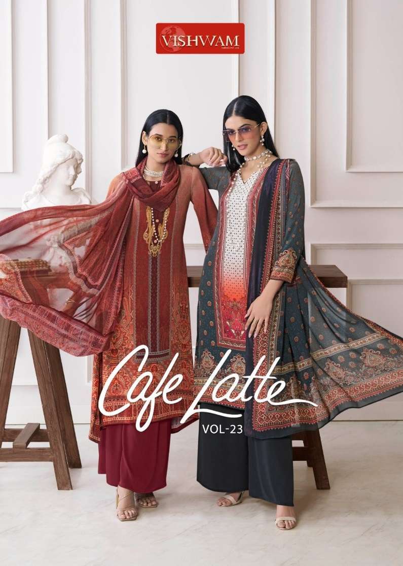 VISHWAM FABRICS CAFE LATTE VOL 23 CREPE DIGITAL PRINTED SUIT