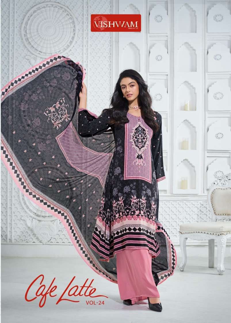 VISHWAM FABRICS CAFE LATTE VOL 24 CREPE DIGITAL PRINTED SUIT