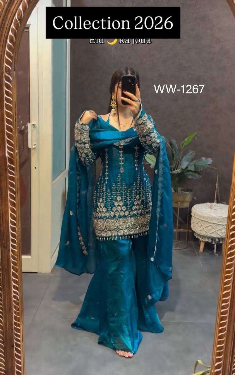 WW 1267 SATIN SILK DESIGNER PARTY WEAR LADIES PARTY WEAR LADIES SUIT