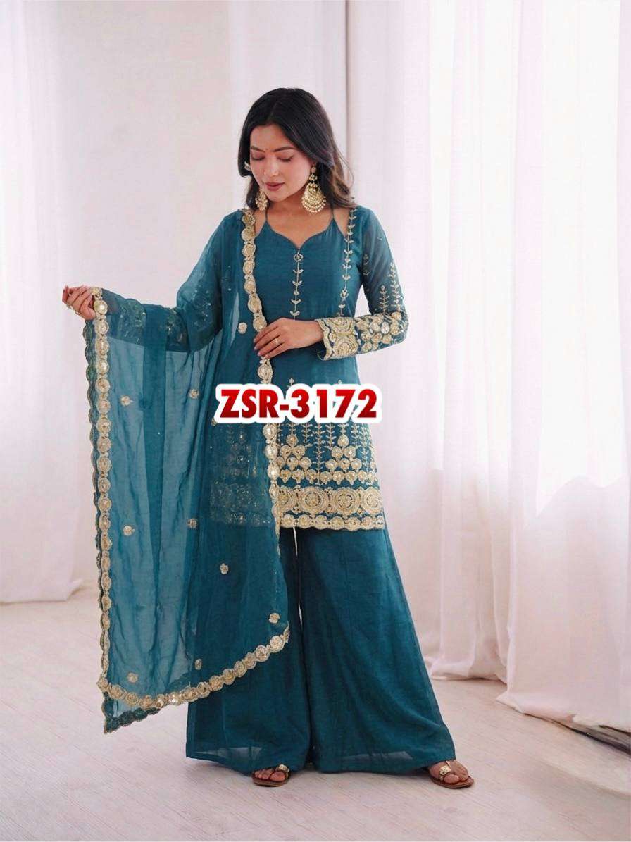 ZSR 3172 SILK SEQUENCE EMBROIDERY DESIGNER WORK READY MADE LADIES SUIT