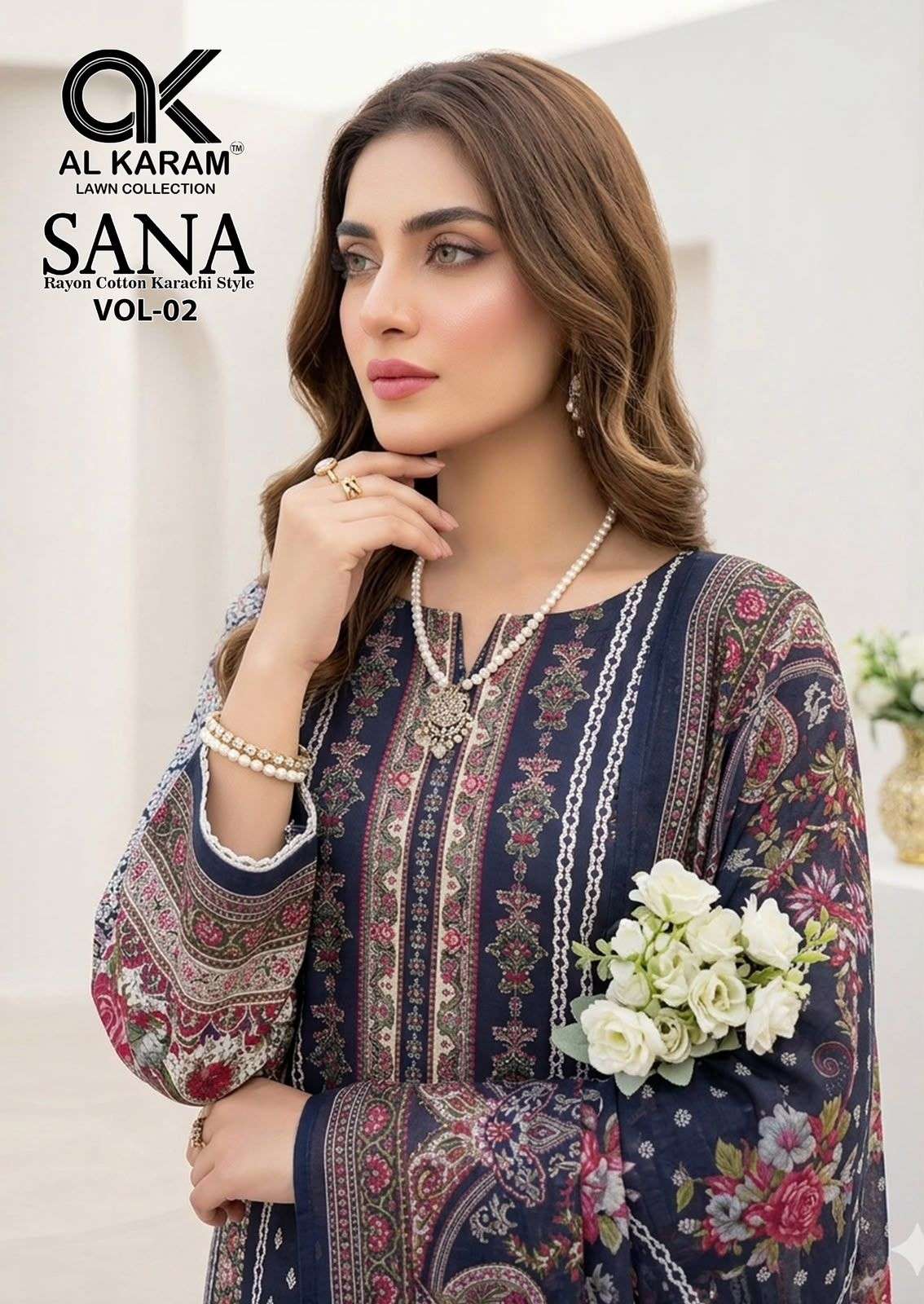 AL KARAM SANA VOL 2 RAYON COTTON DIGITAL KARACHI PRINT SALWAR SUIT