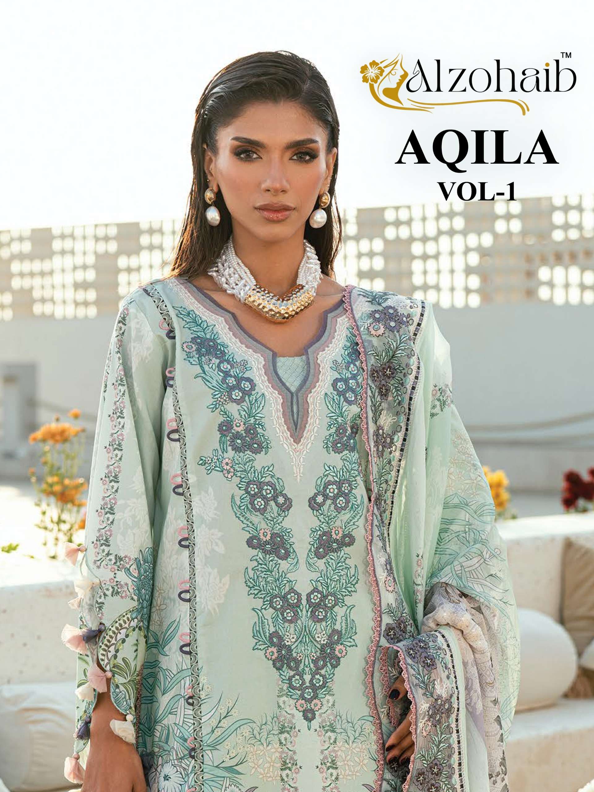 AL ZOHAIB AQILA VOL 1 COTTON FANCY PATCH EMBROIDERY WORK SALWAR KAMEEZ 