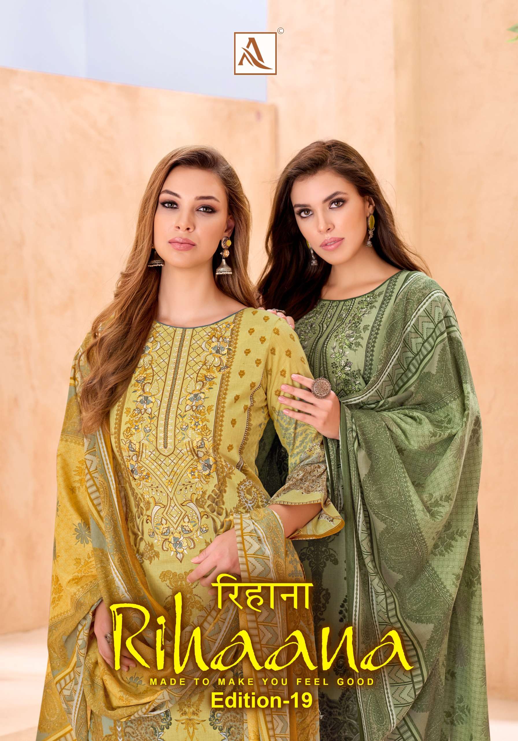 ALOK SUITS RIHAANA VOL 19 COTTON DIGITAL PRINT WITH FANCY WORK SUIT