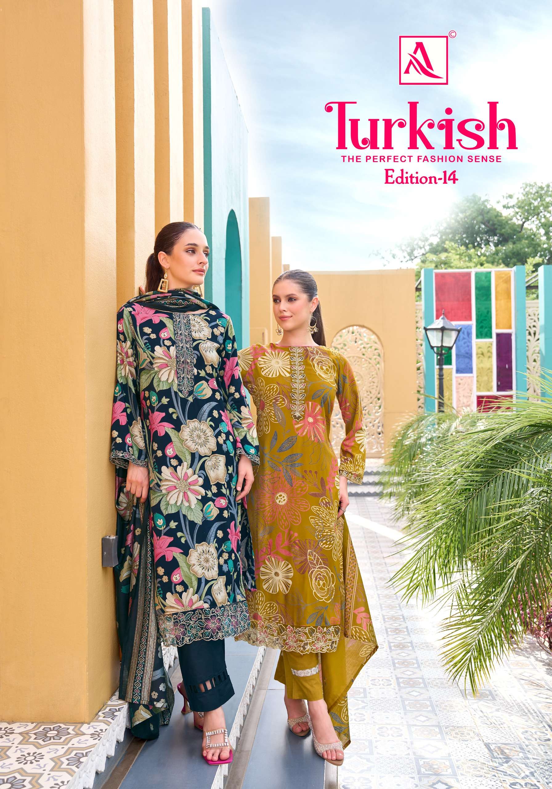 ALOK SUITS TURKISH EDITION 14 VISCOSE RAYON PRINT WITH FANCY WORK SUIT