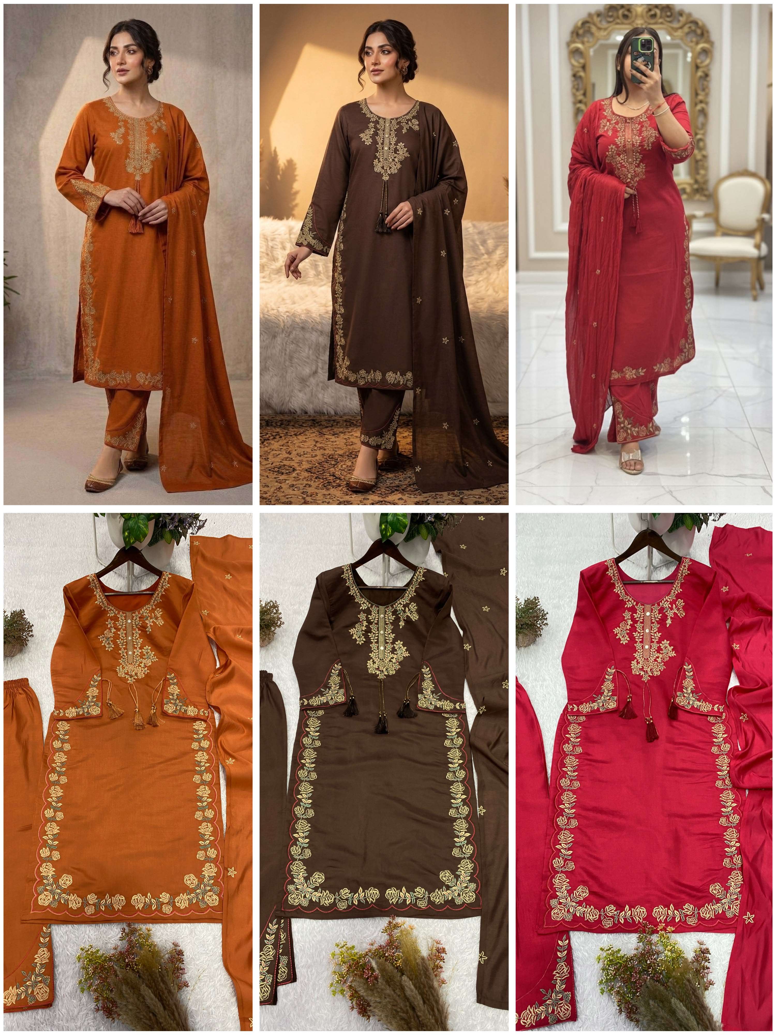 BE 473 ROMAN SILK DESIGNER TOP PLAZZO SUIT WITH DUPATTA SET