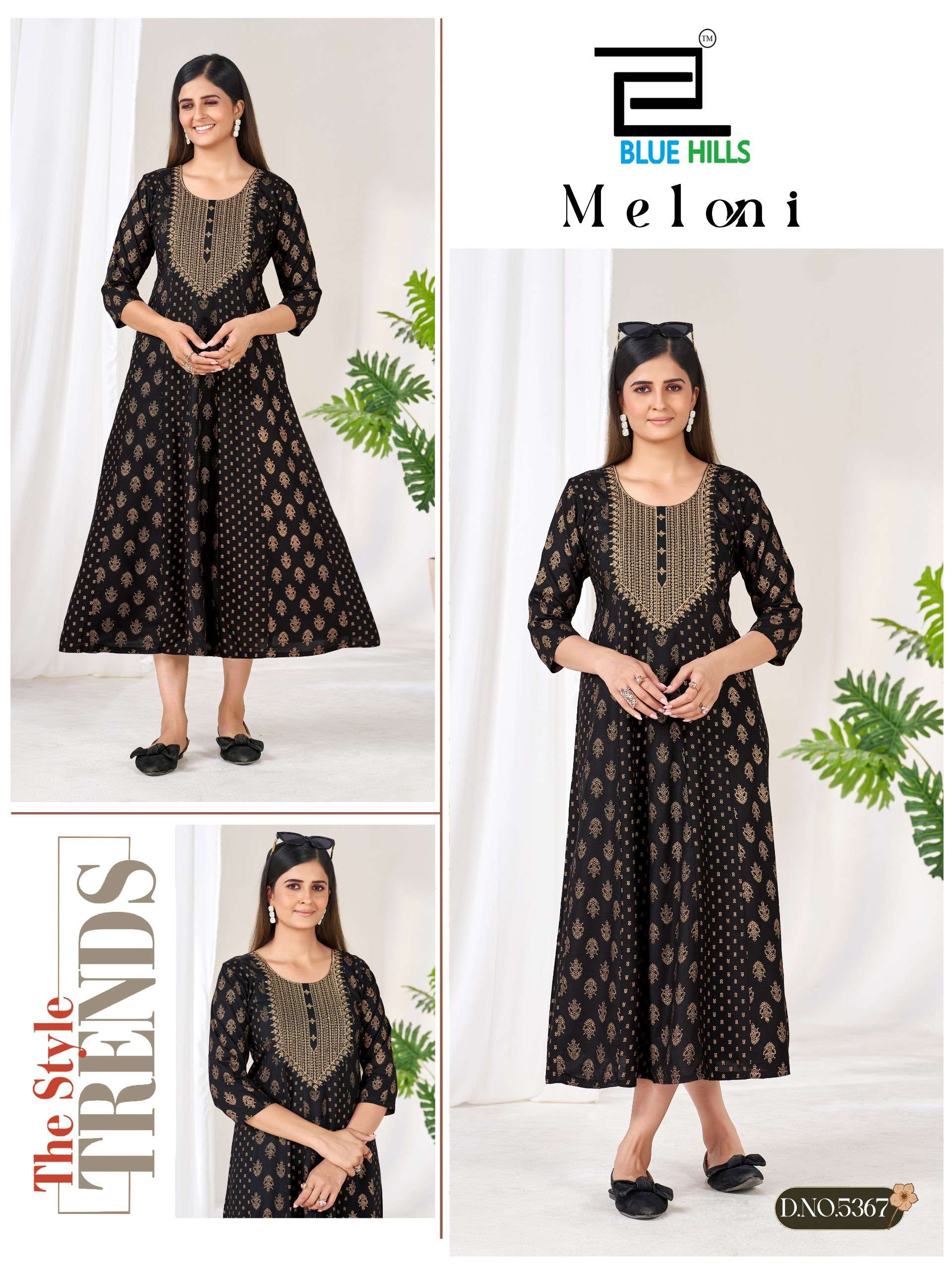BLUE HILLS MELONI RAYON FOIL PRINT FANCY WEAR LADIES ANARKALI GOWN 