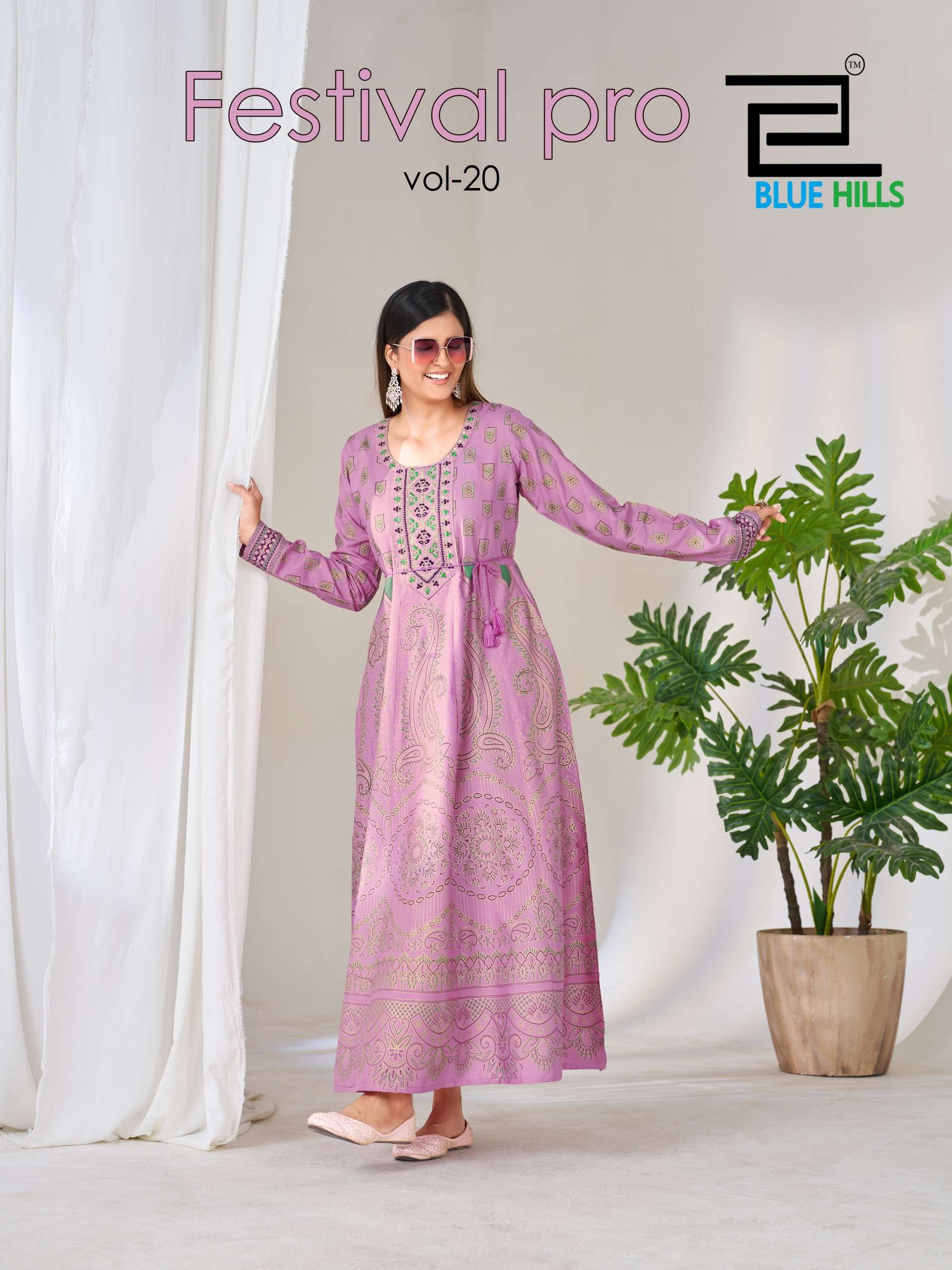  BLUE HULLS FESTIVAL PRO VOL 20 RAYON FANCY WORKS LONG ANARKALI STYLE LADIES GOWN