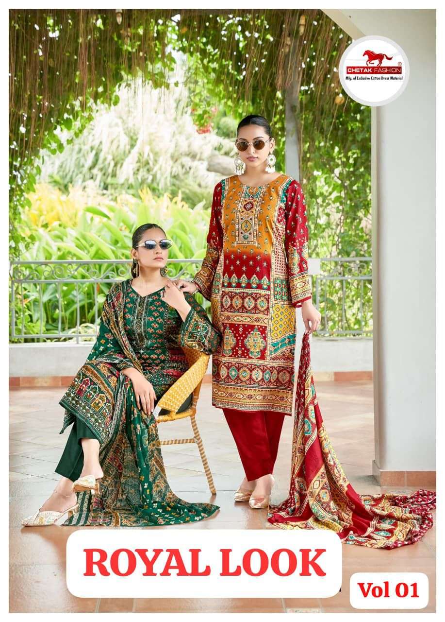 CHETAK FASHION ROYAL QUEEN VOL 1 COTTON PRINT WITH FANCY SWAROVSKI WORK SUIT