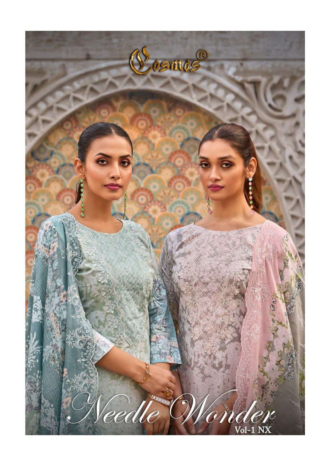 COSMOS FASHION NEEDLE WONDER VOL 1 NX LAWN COTTON DIGITAL PRINT WITH FANCY WORK SUIT