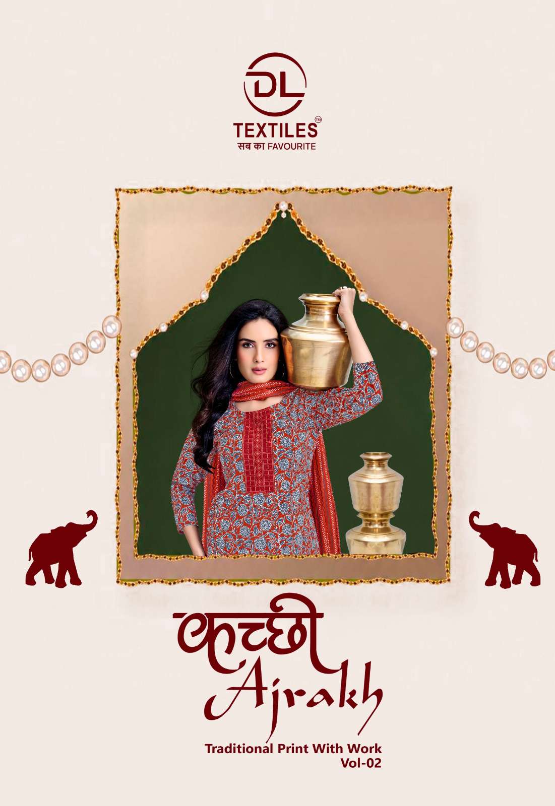 DL TEXTILES KUTCHHI AJRAKH VOL 2 READY MADE COTTON SUIT 