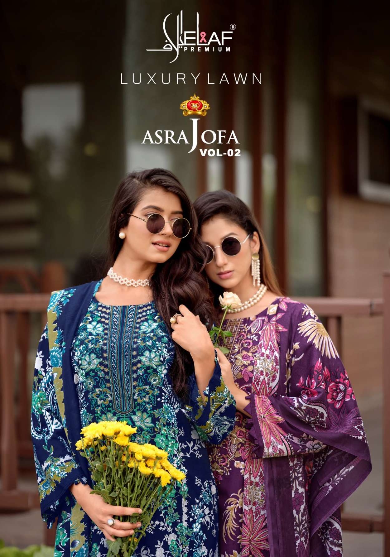 ELAF LUXURY LAWN ASRA JOFA VOL 2 COTTON DIGITAL PRINT WITH FANCY WORK SUIT
