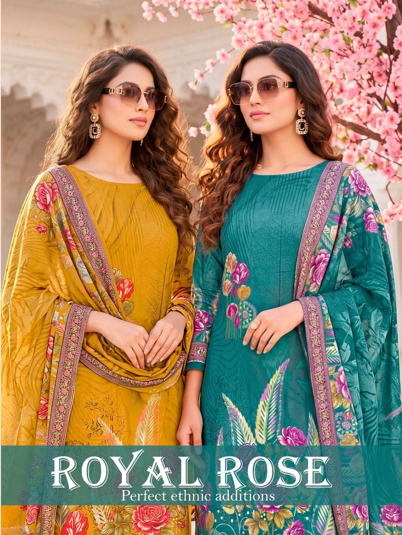 HARSHIT FASHION HUB ROYAL ROSE JAM COTTON PRINT WITH FANCY WORKS SUIT