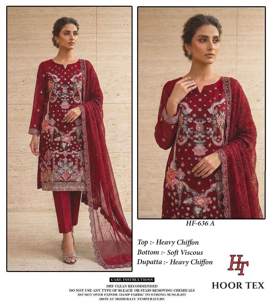 HOOR TEX HF 636 CHIFFON EMBROIDERED DESIGNER READY MADE PAKISTANI SUIT