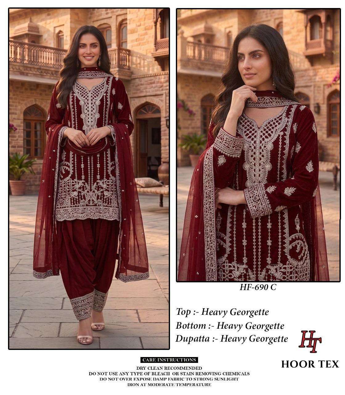 HOOR TEX HF 690 GEORGETTE BEAUTIFUL DESIGNER LOOK READY MADE SUIT