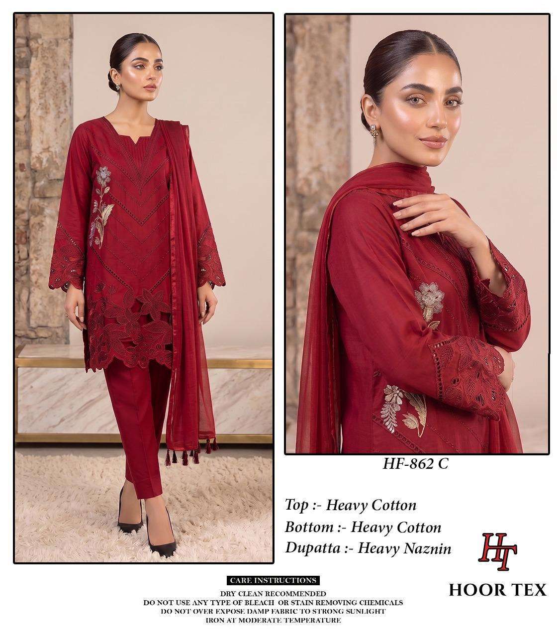 HOOR TEX HF 862 COTTON FANCY EMBROIDERY DESIGNER WORK READY MADE PAKISTANI SUIT