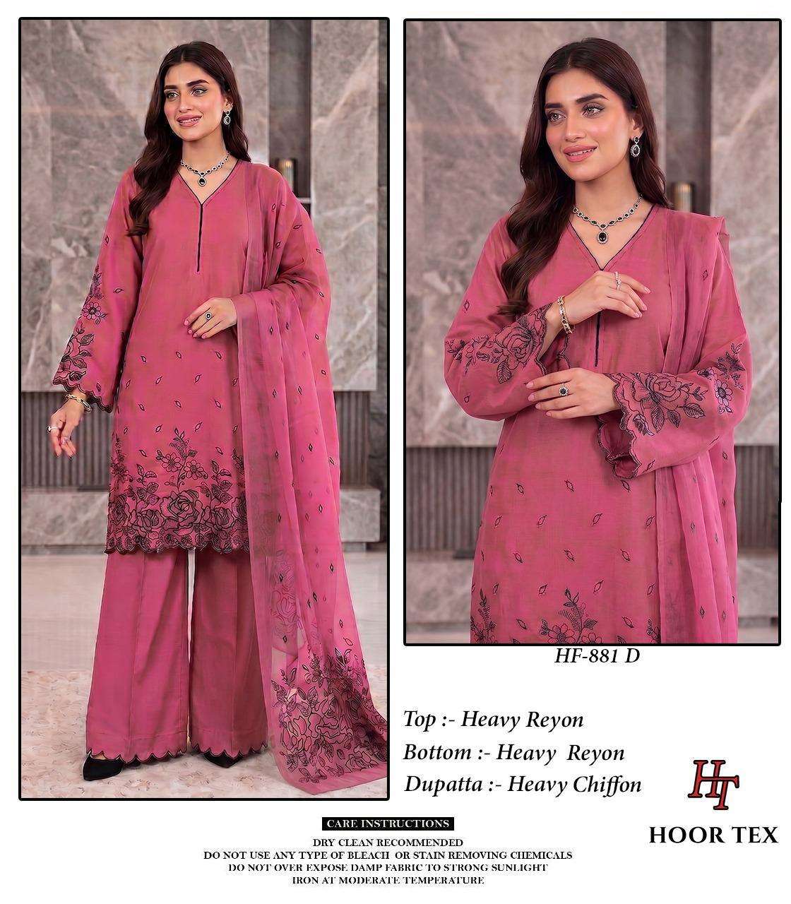 HOOR TEX HF 881 RAYON FANCY DESIGNER WORK READY MADE PAKISTANI SUIT