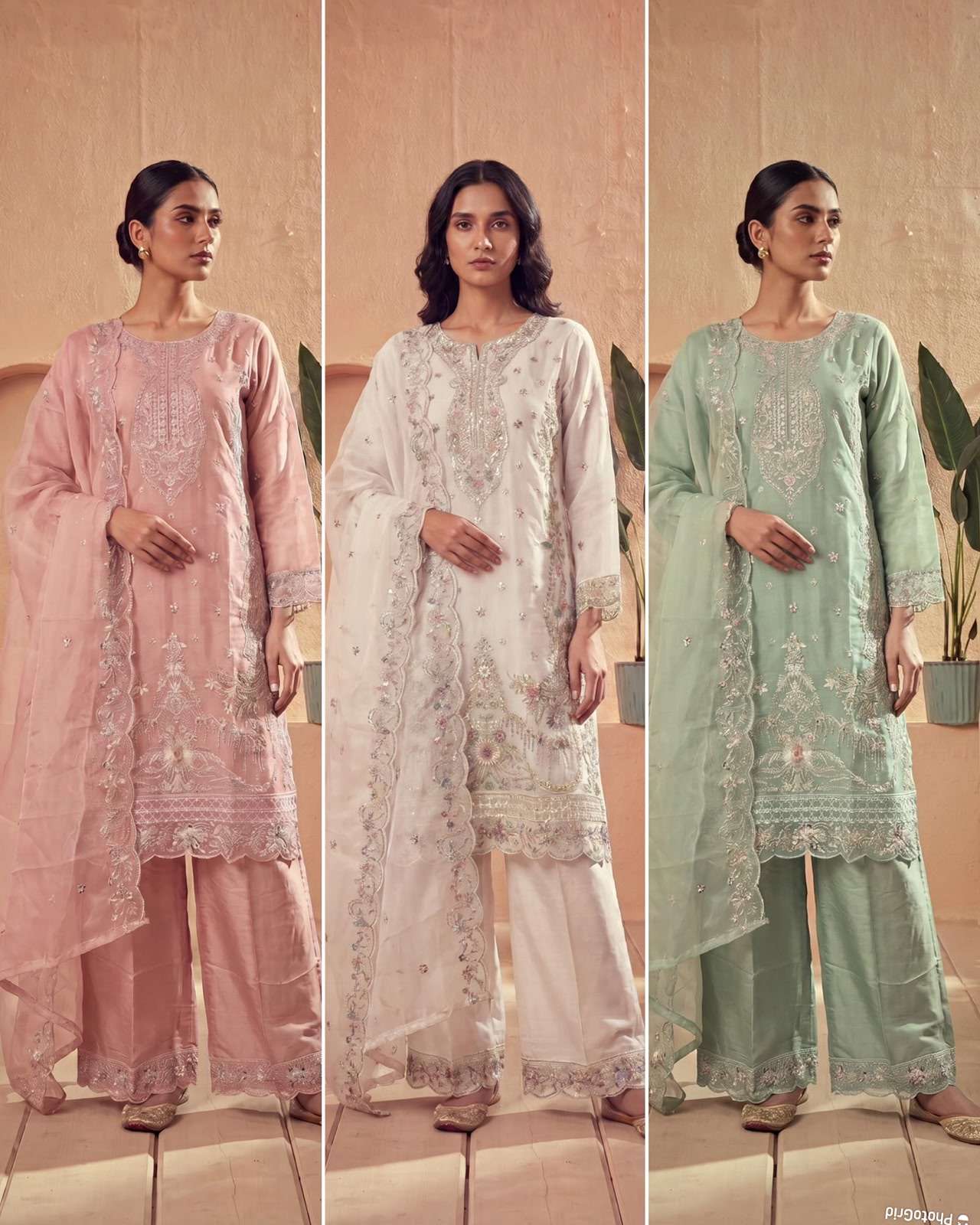 INLI TVISHA VOL 2 ORGANZA SILK HEAVY EMBROIDERD DESIGNER WORK READY MADE LADIES SUIT