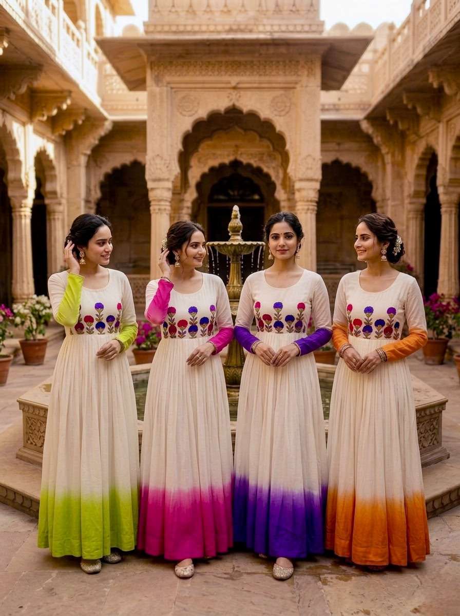 KA 1263 SHADED GEORGETTE SEQUENCE DESIGNER WORK FESTIVE WEAR LADIES GOWN DRESS