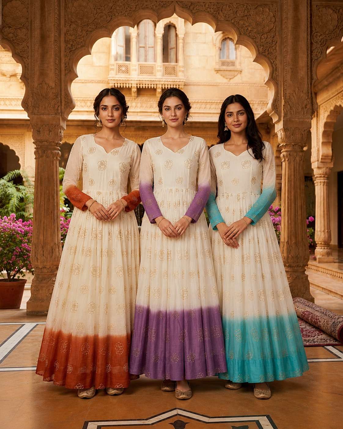 KA 1264 SHADED FABRIC SEQUENCE DESIGNER WORK READY MADE GOWN 
