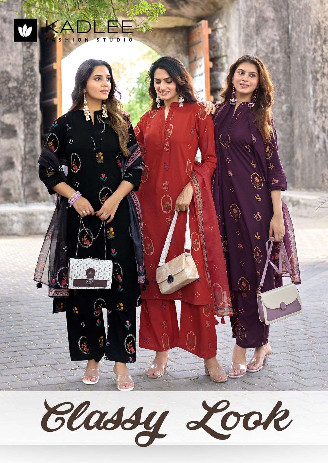 KADLEE FASHION CLASSY LOOK RAYON PRINT FANCY LADIES KURTI BOTTOM AND DUPATTA SET 