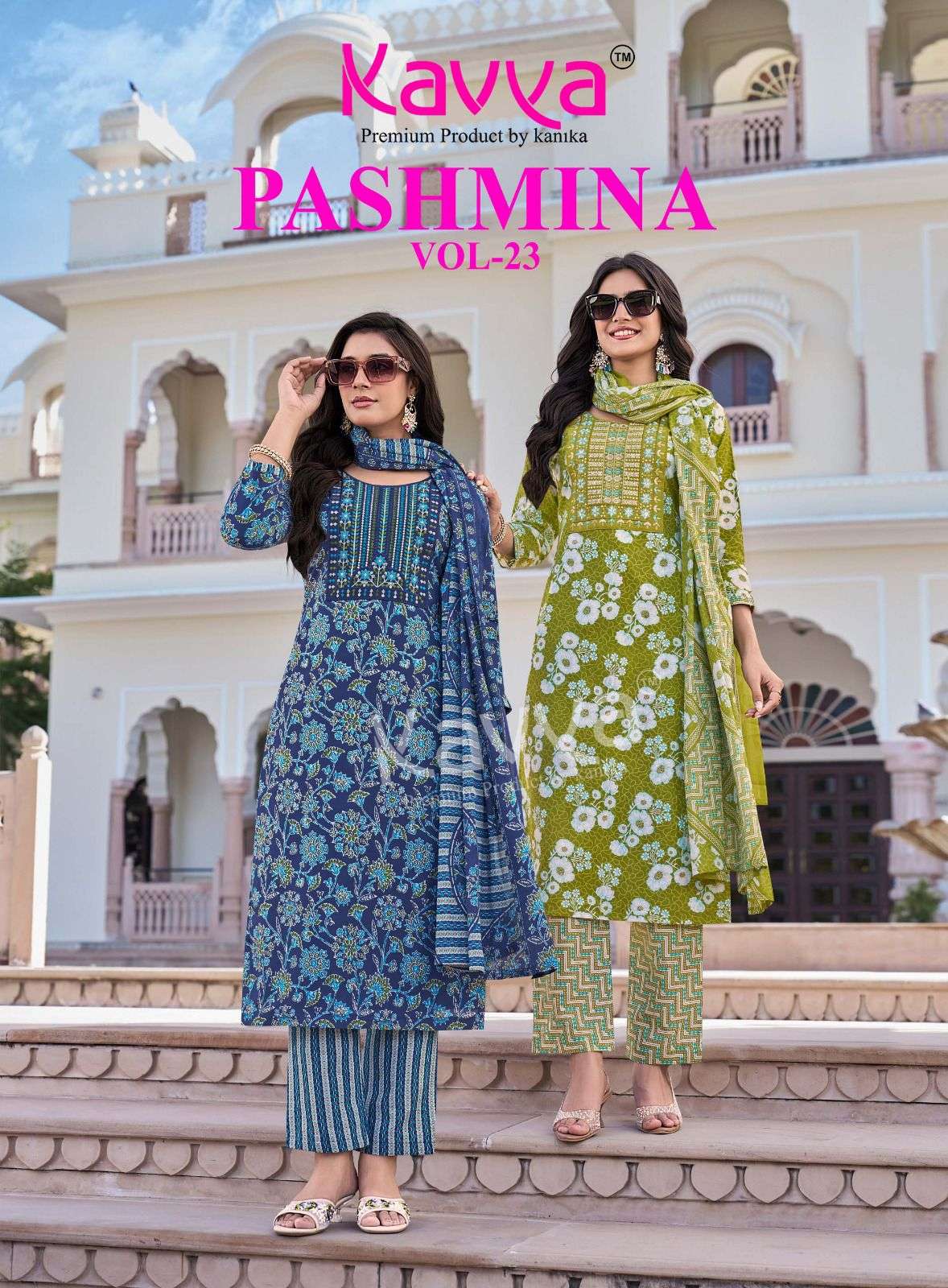 KAVYA PASHMINA VOL 23 COTTON PRINT LADIES KURTI BOTTOM AND DUPATTA SET 