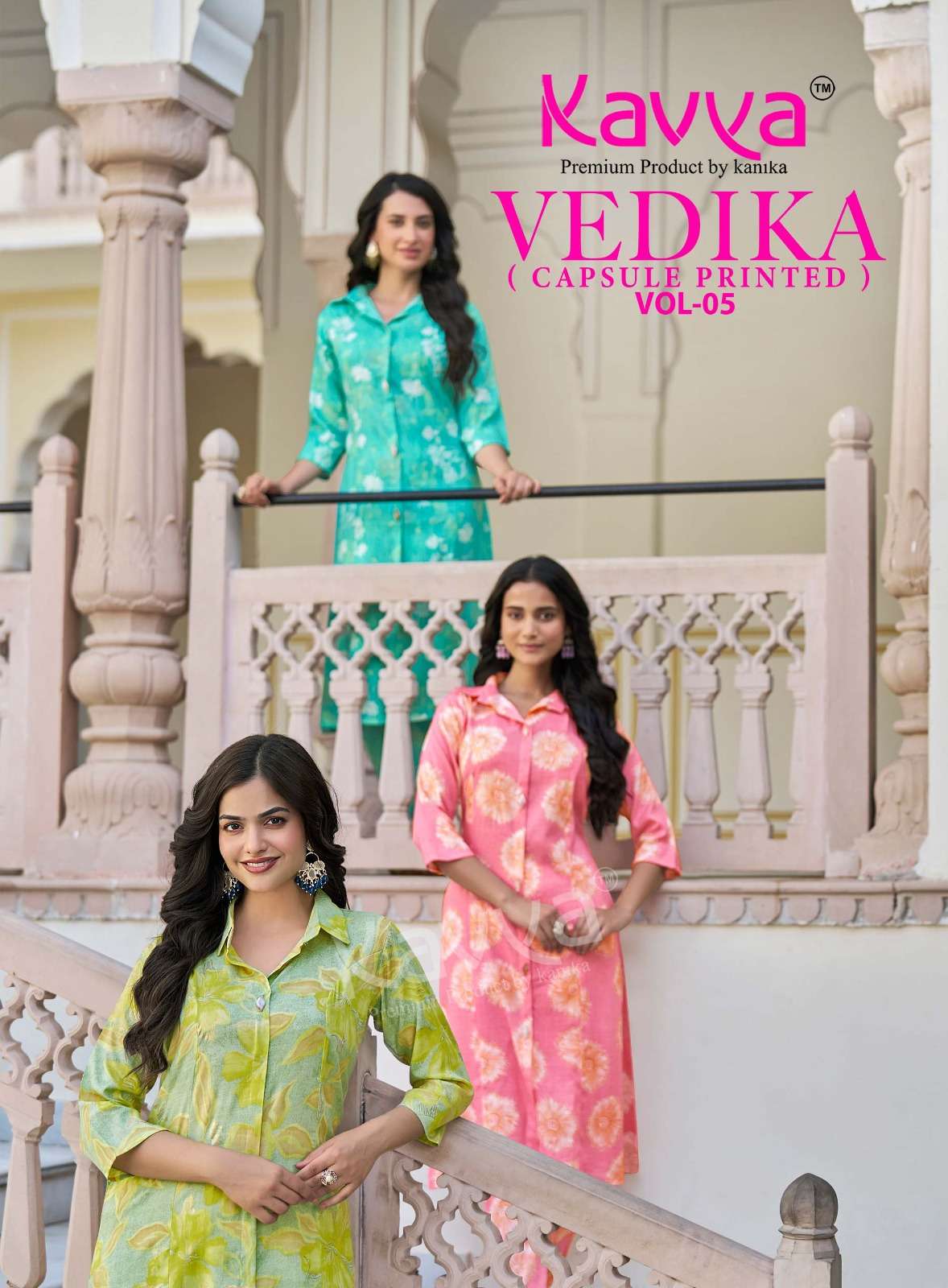 KAVYA VEDIKA VOL 5 CAPSULE FOIL PRINT A LINE STYLE KURTI WITH BOTTOM PAIR 
