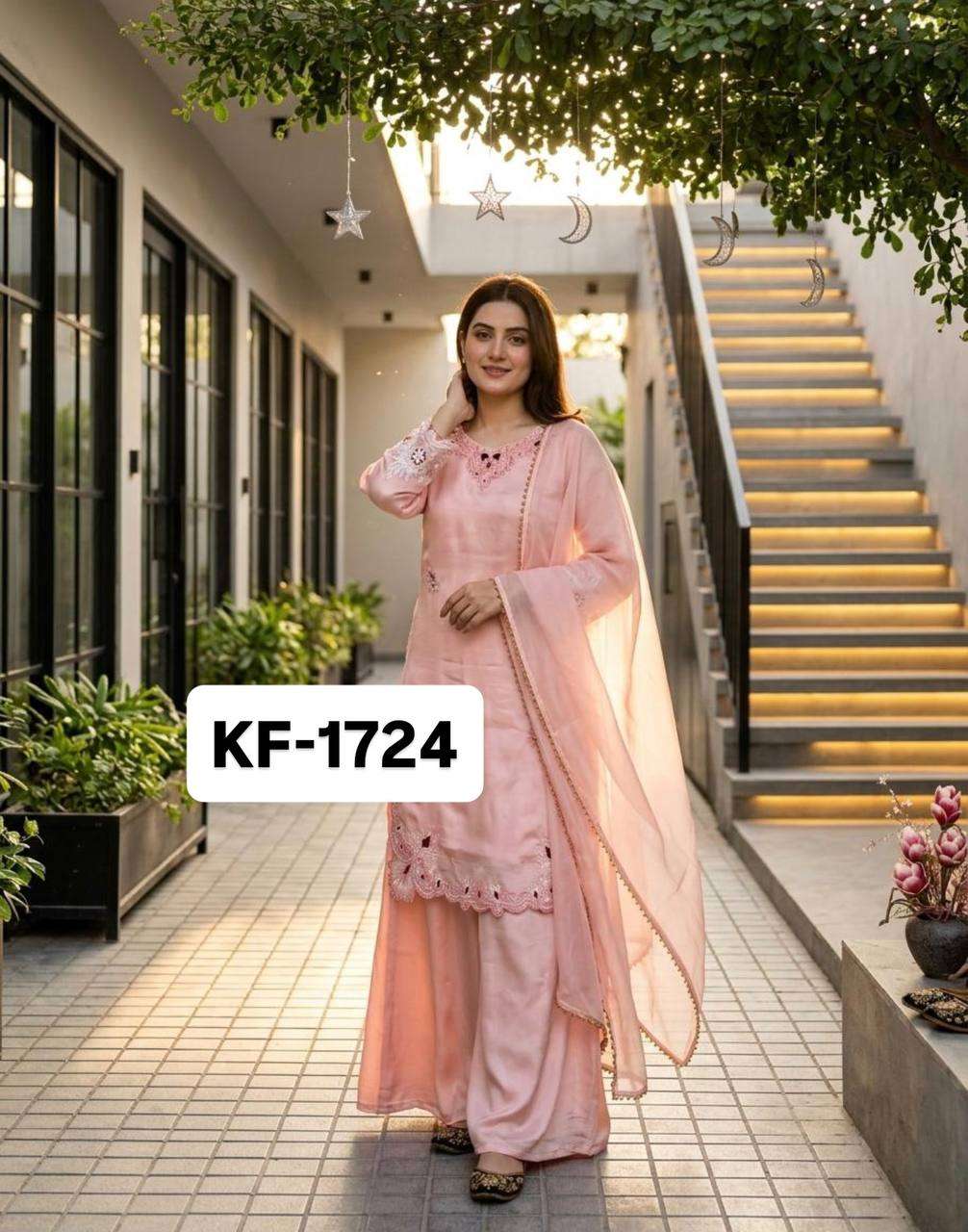 KF 1724 HEAVY EMBROIDERY THREAD WORK 3 PIS SUIT SET