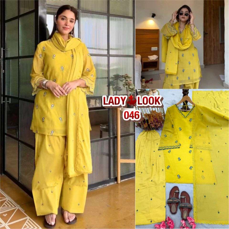  LADY LOOK 043 SATIN FABRIC PREETY LOOK DESIGNER LADIES PARTY WEAR SUIT